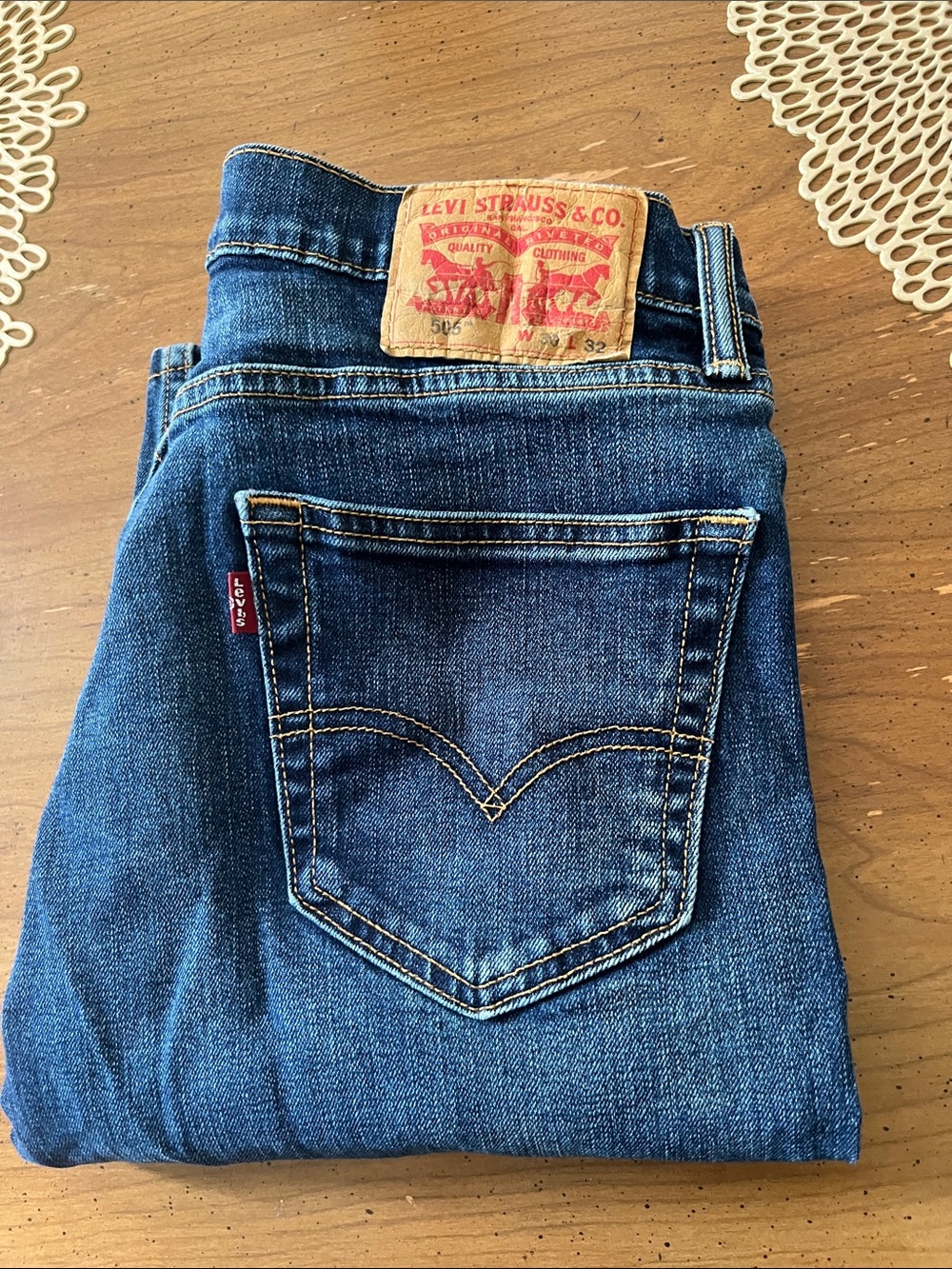 Levi's Dark Blue Straight-Leg Denim Jeans